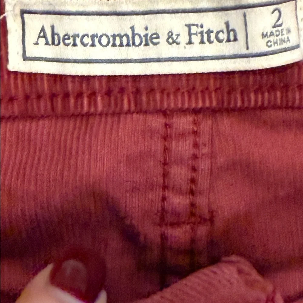 Abercrombie Fitch Red Wine Corduroy Mini Skirt Raw Hem 5 Pocket Size 2